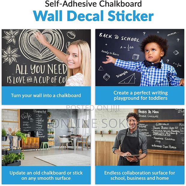 Self-Adhesive Chalkboard Wall Sticker Roll With 5 Chalks - thumbnail 4