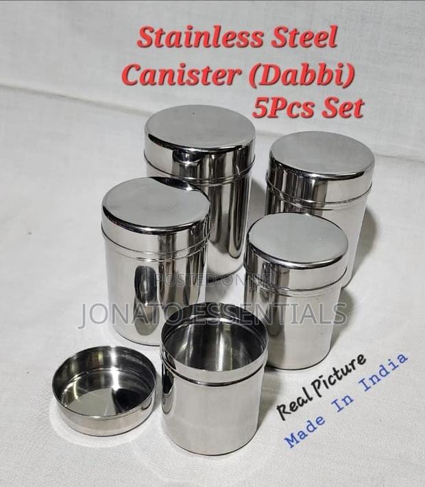 5pc Stainless Steel Canisters and Jars - thumbnail 2