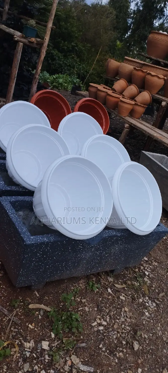 White Flower Pots Plastic Material