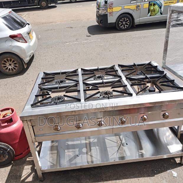 Six Burners Stainless Steel Commercial Gas Cooker.