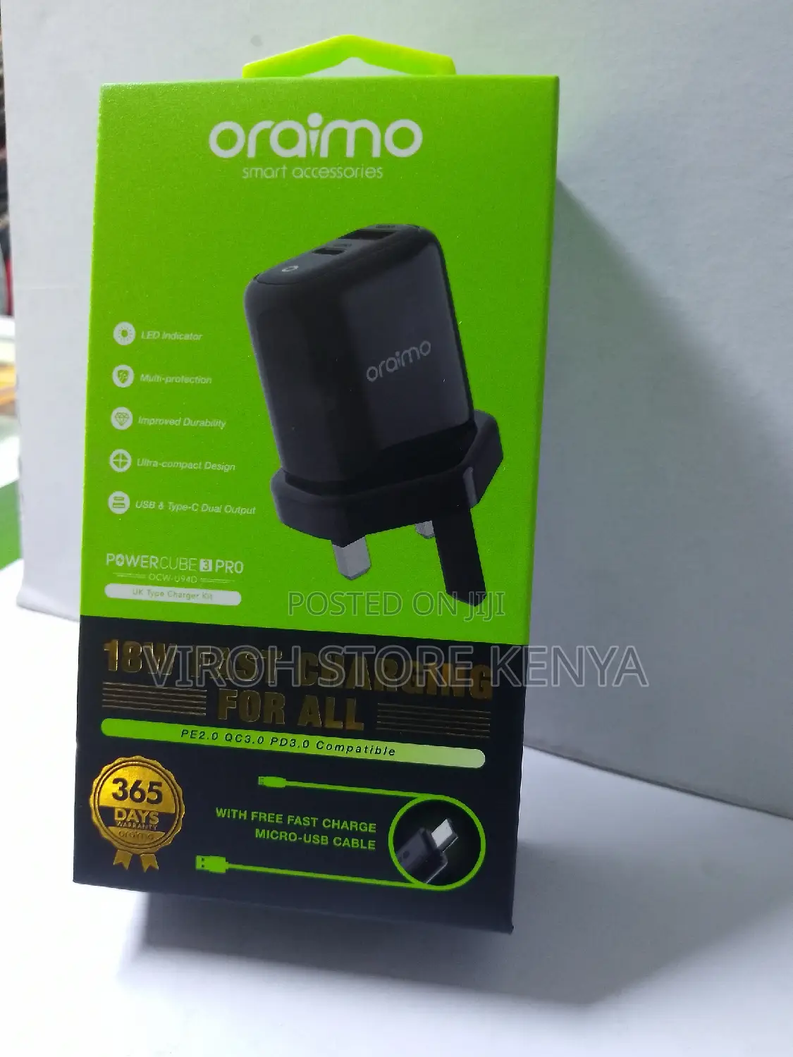 Oraimo 18 Watts Fast Charger Powercube 3 Pro Phone Charger