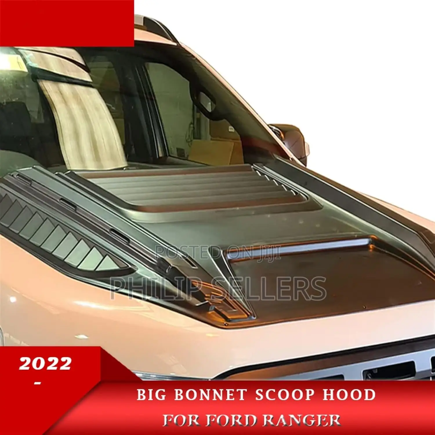 Big Matte Black Bonnet Hood Scoop for Fordd Ranger Wildtrak