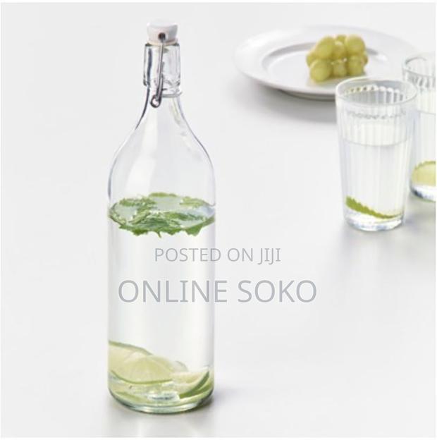Beverage Glass Bottle With Flip Clip Swing Lock Top - thumbnail 3