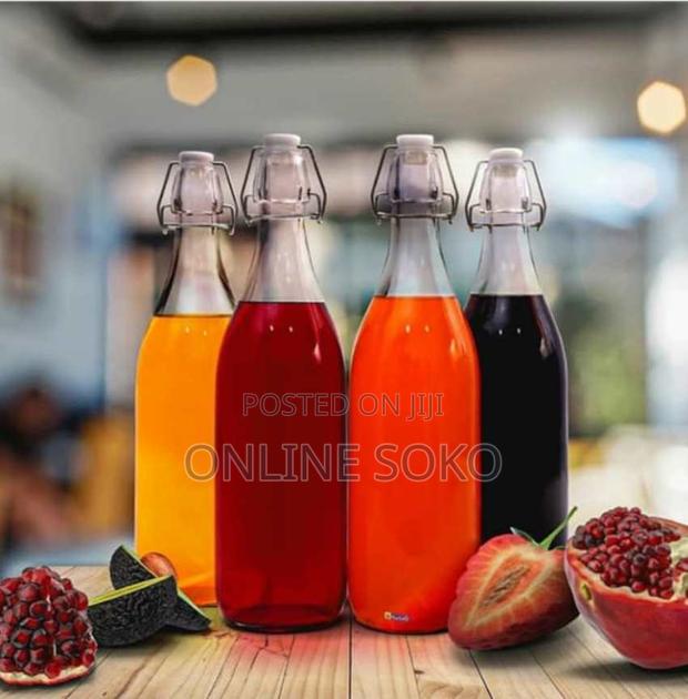 Beverage Glass Bottle With Flip Clip Swing Lock Top - thumbnail 4