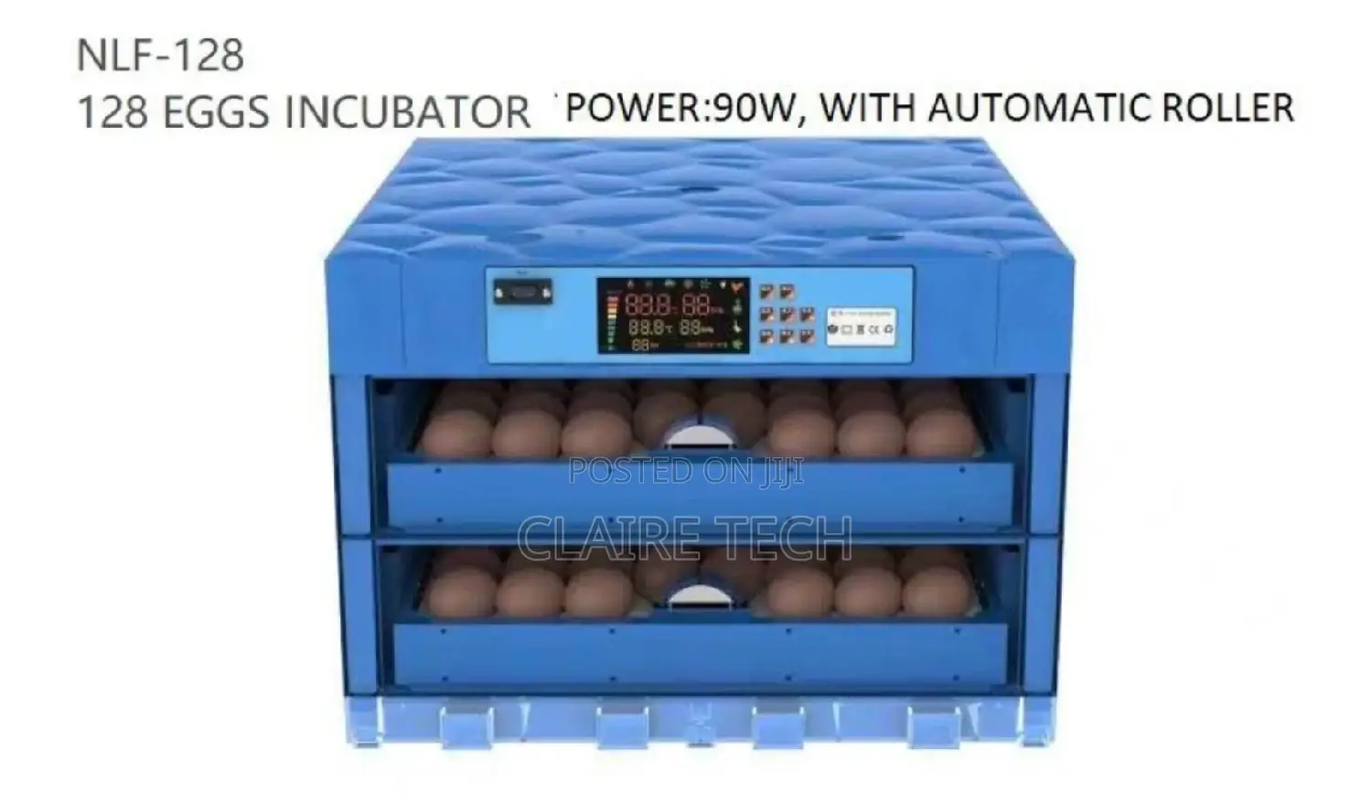 128 Eggs Incubator Ac/Dc 90watts
