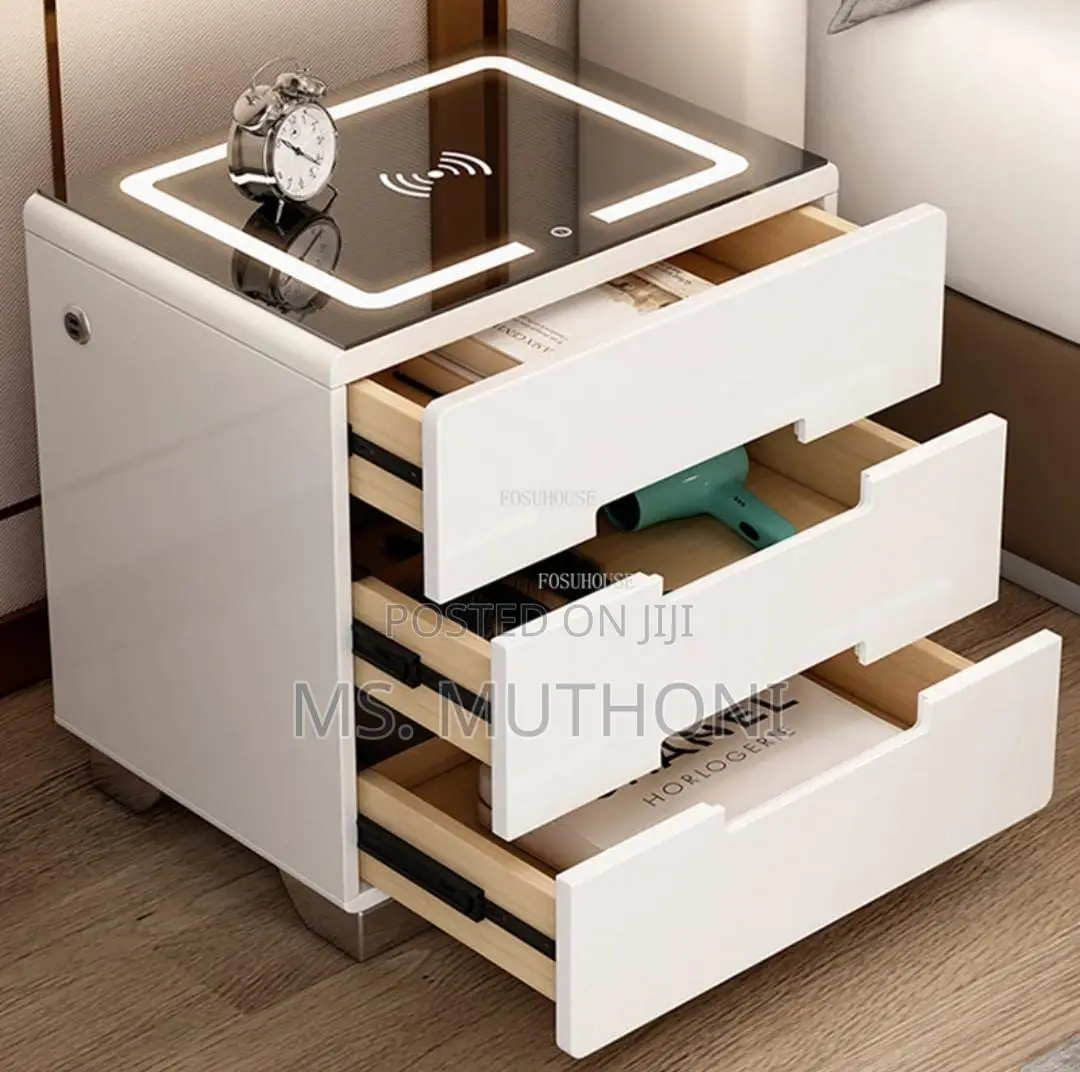 Bedside Table With Lighting Wireless Charging System*