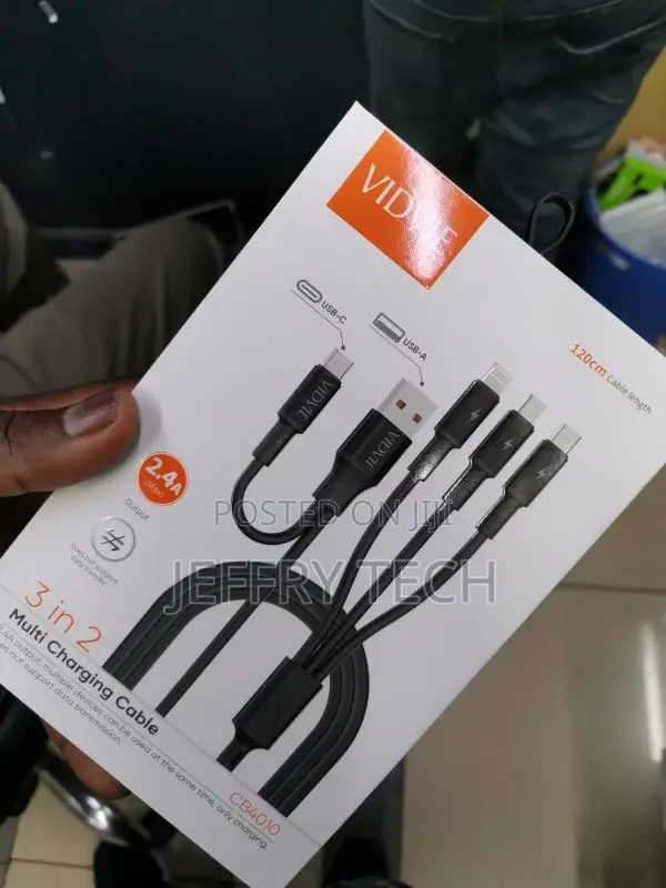 Vidvie 3 in 2 Multi Charging Cable, 2.4A Fast Charger USB/PD