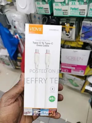 Type-C to Type-C, 60W, 1.2m Long, White VIDVIE