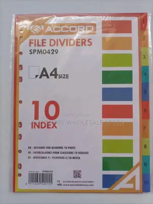 Accord A4 PVC File Dividers