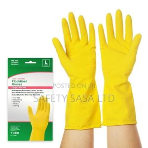 Heavy Duty Washable Rubber Gloves With Inner Lining - thumbnail 2