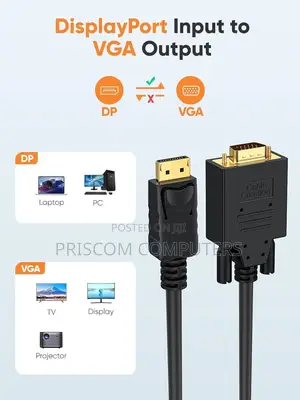 Displayport to VGA Cable 1.8m DP to VGA Adapter Converter