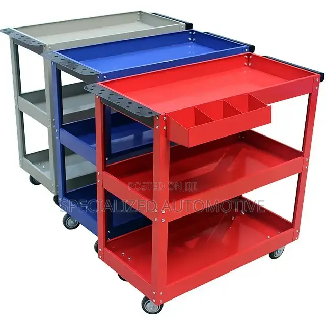 3 Tier Layer Steel Tool Trolley Rolling Wheel Cart