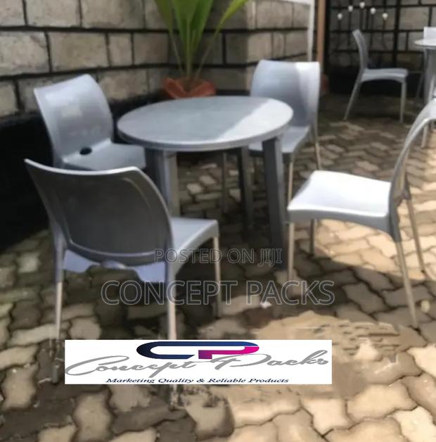 4 Armless Chairs + Round Table Set - main view
