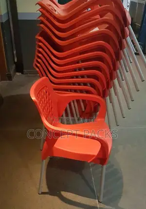 Oshwal Red Plastic Chair With Strong Metallic Legs.