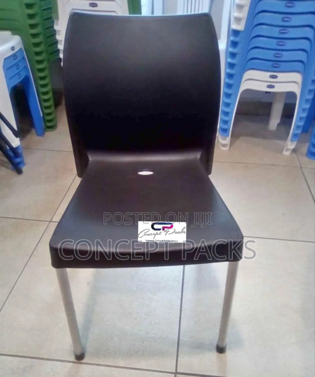 Oshwal Armless Plastic Chairs With Strong Metallic Stands.