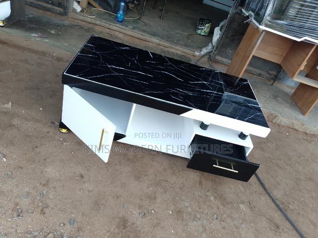 Coffee Table White With Marble Top Black. - main view