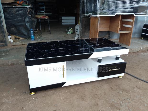 Coffee Table White Marble Top Black. - main view