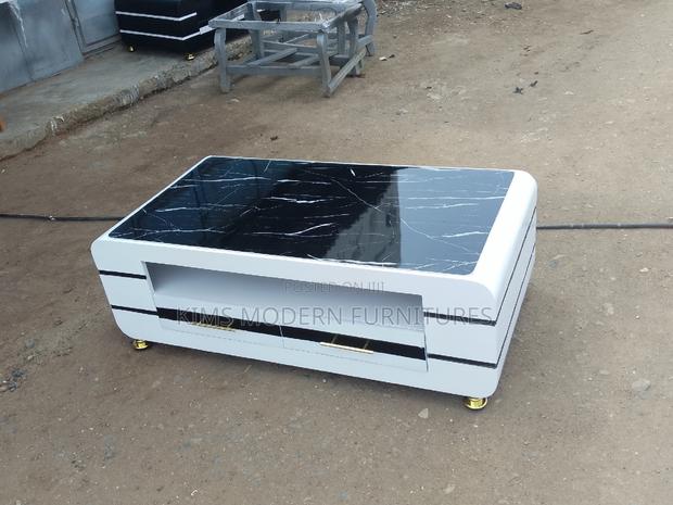 Coffee Table White With Marble Top. - main view