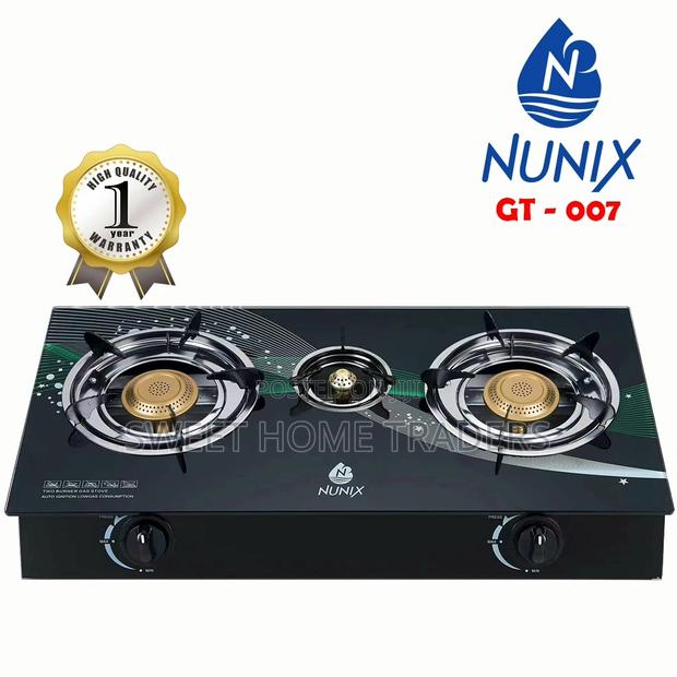 Nunix 3-Burner Table Glass Top Gas Cooker