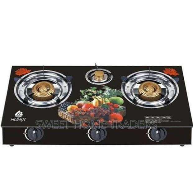 Nunix 3-Burner Table Glass Top Gas Cooker