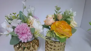 Flowers With Gold Vases for Table Tops