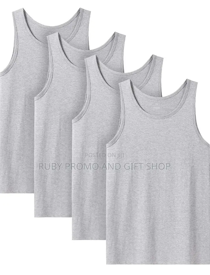 Quality Assorted 100% Cotton Grey 4 Pack Men's Vests