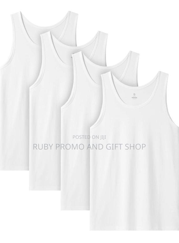 Quality Designer Assorted White Cotton 4 Pack Men's Vests - main view