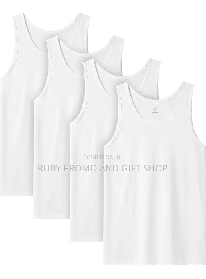 Quality Designer Assorted White Cotton 4 Pack Men's Vests