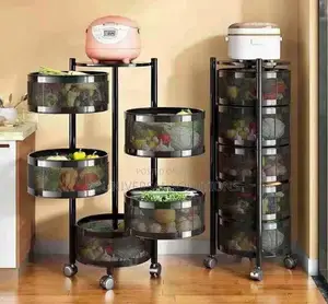 Vegetable Rack Rotating Kitchen Shelf With Wheels - 5 Tier