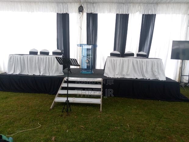 Stage Set Up for Cleargy in Funeral Service - main view