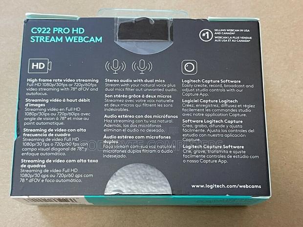 Logitech C922 Webcam With Tripod Stand 1080P Resolution - thumbnail 2