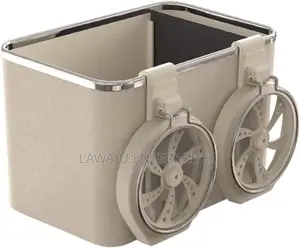 Beige Car Arm Rest Storage Box With Cup Holder