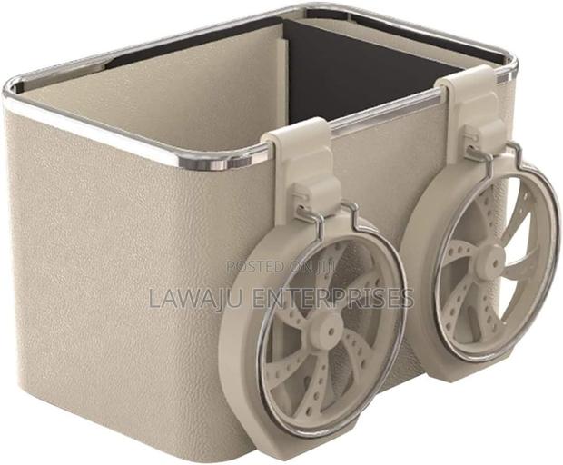 Beige Car Arm Rest Storage Box With Cup Holder - main view