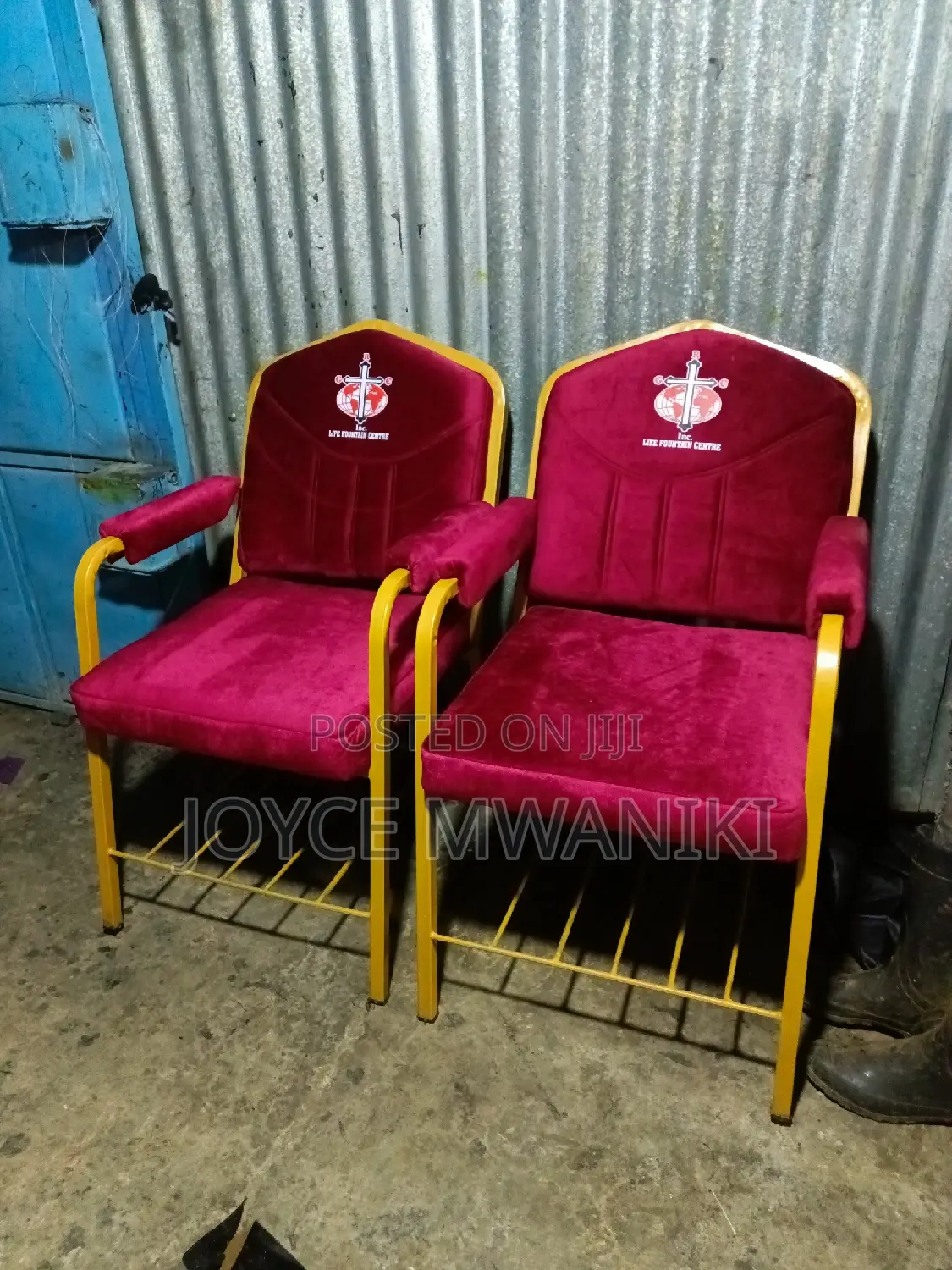 Maroon Church Chairs, With Logo 