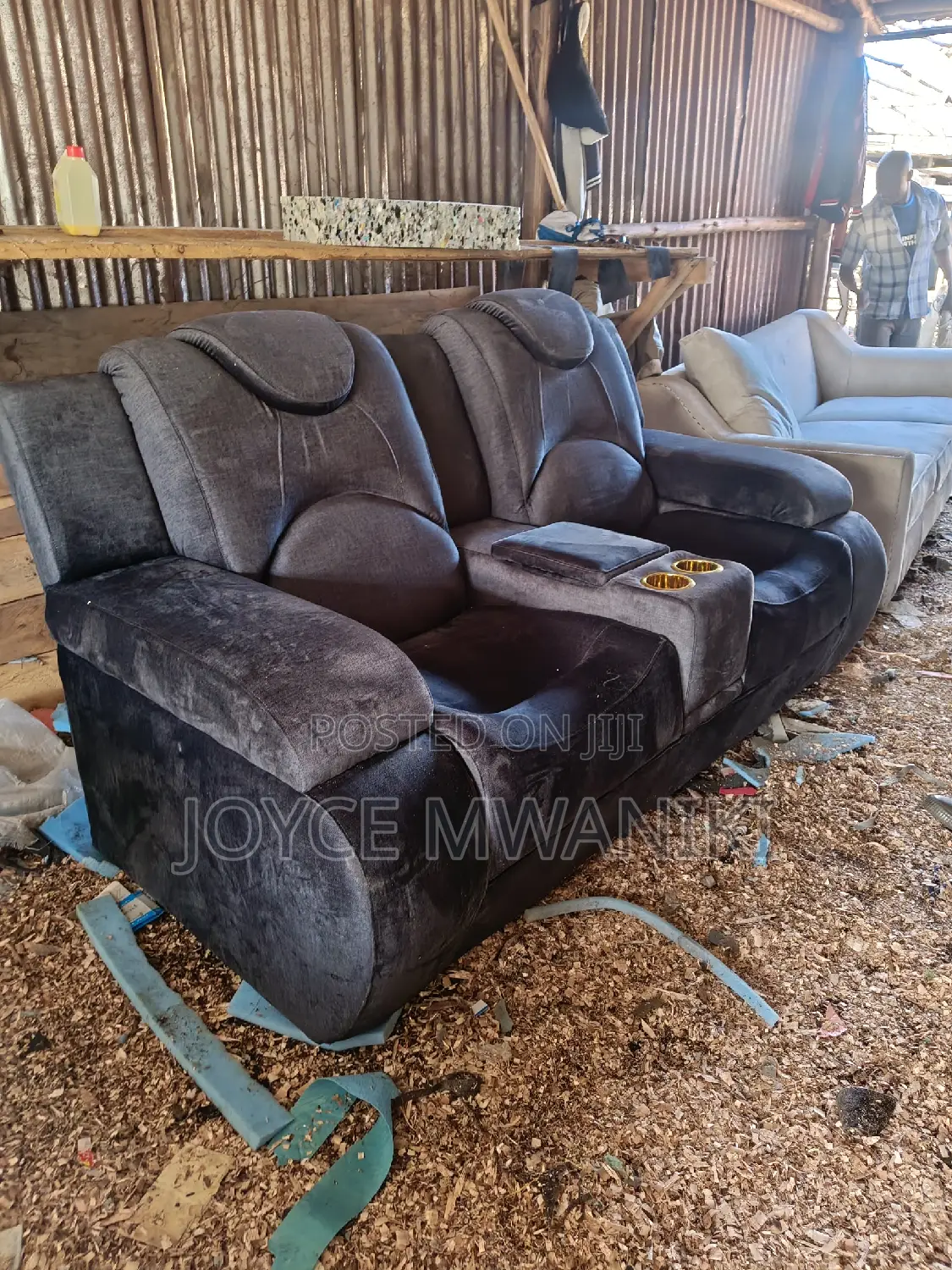Semi Recliner 2 Seater, Dark Grey