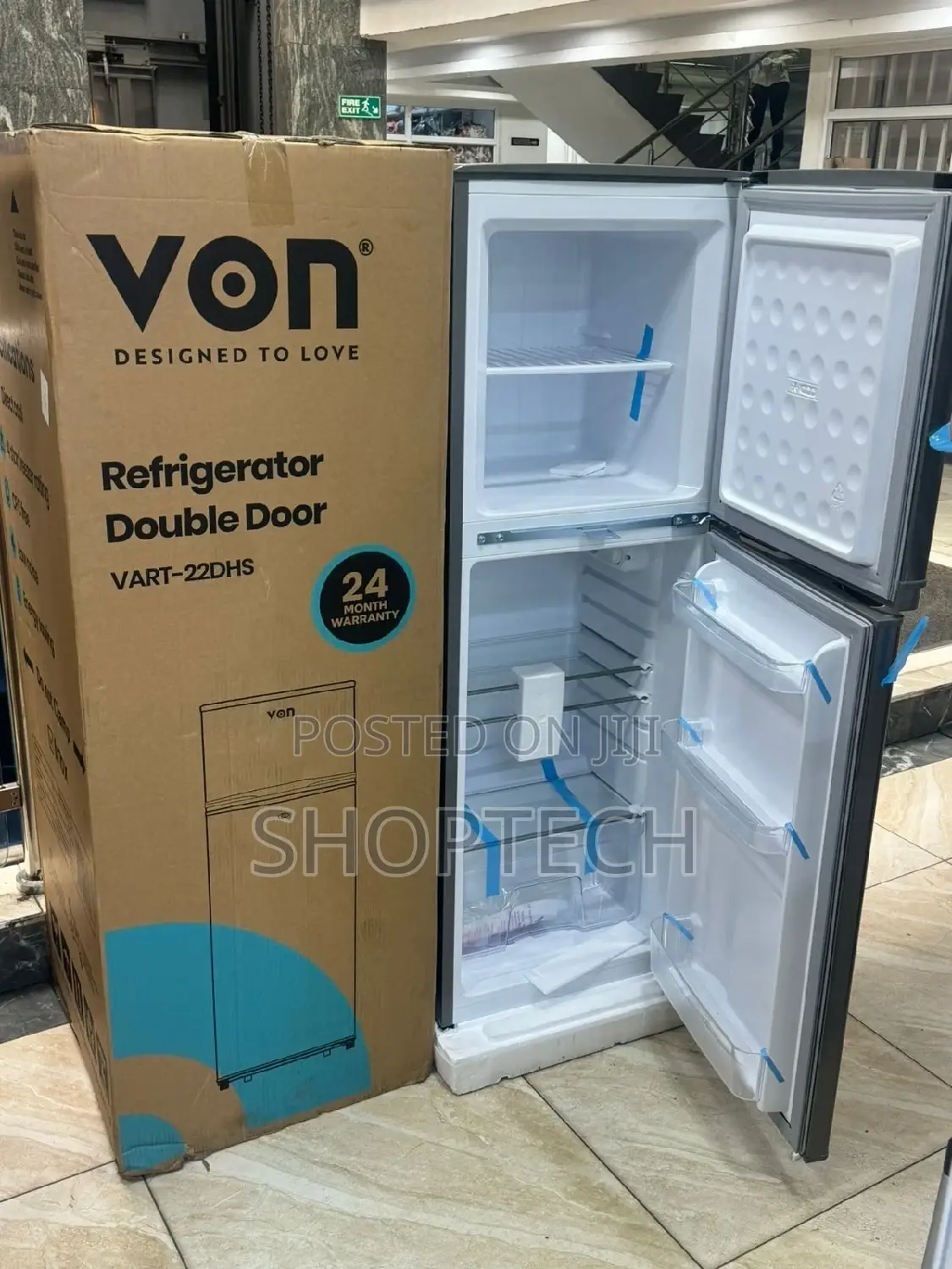 Von VART-22DHS Double Door Fridge 134L - Silver
