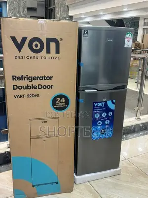 Von VART-22DHS Double Door Fridge 134L - Silver