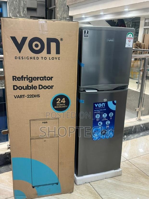 Von VART-22DHS Double Door Fridge 134L - Silver