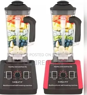 2 in 1 Sokany Blender 5000 Watts- Red and Black