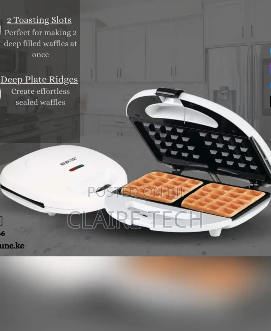 Rebune 2- Slice Non Stick Waffle Maker RE-5-065