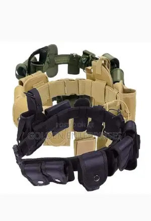 Tactical/ Military Utility Belt, Black, Beige and Green