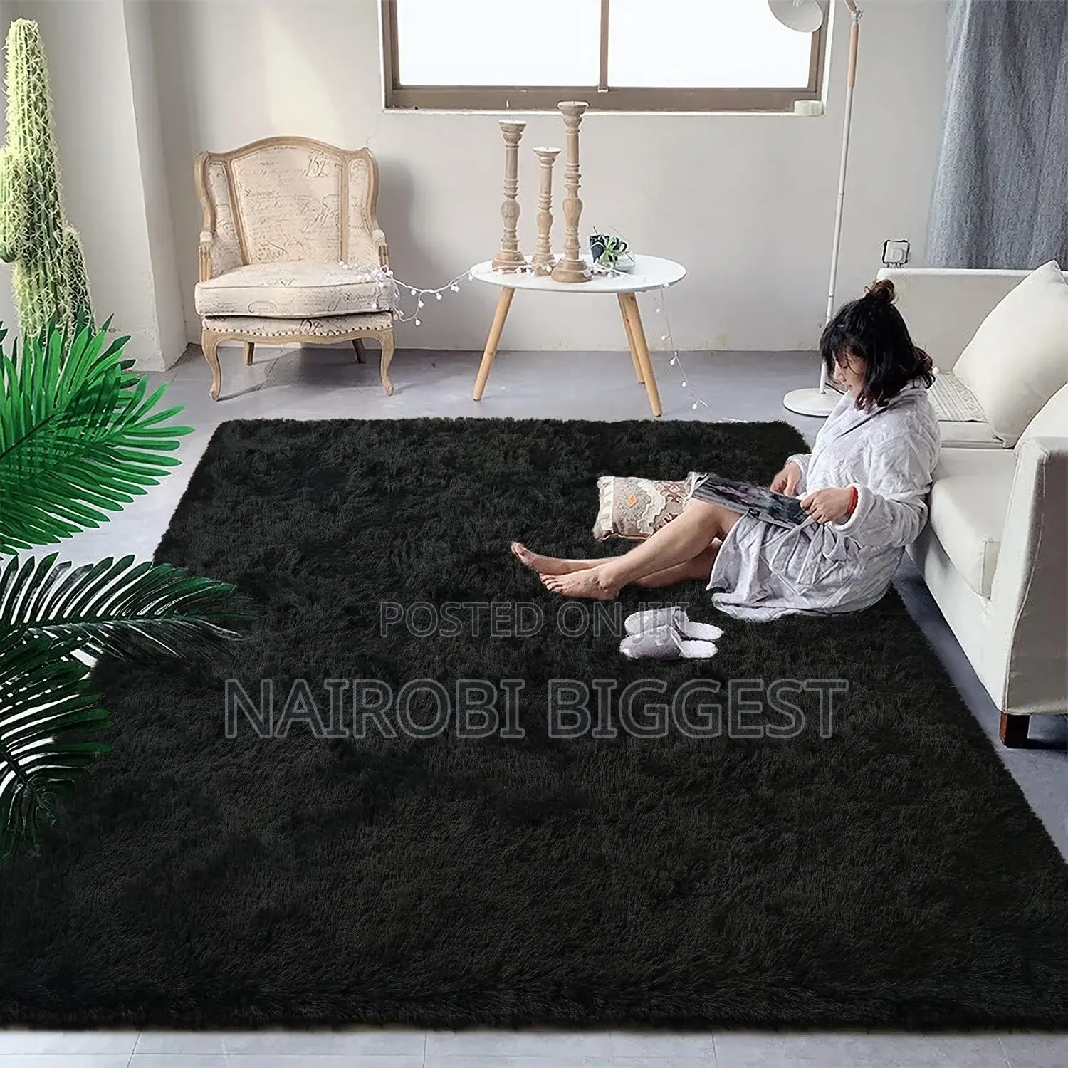 Black Fluffy Carpet