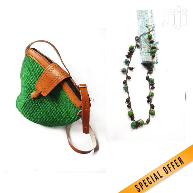 Green Sisal Kiondo Plus An African Earring Necklace