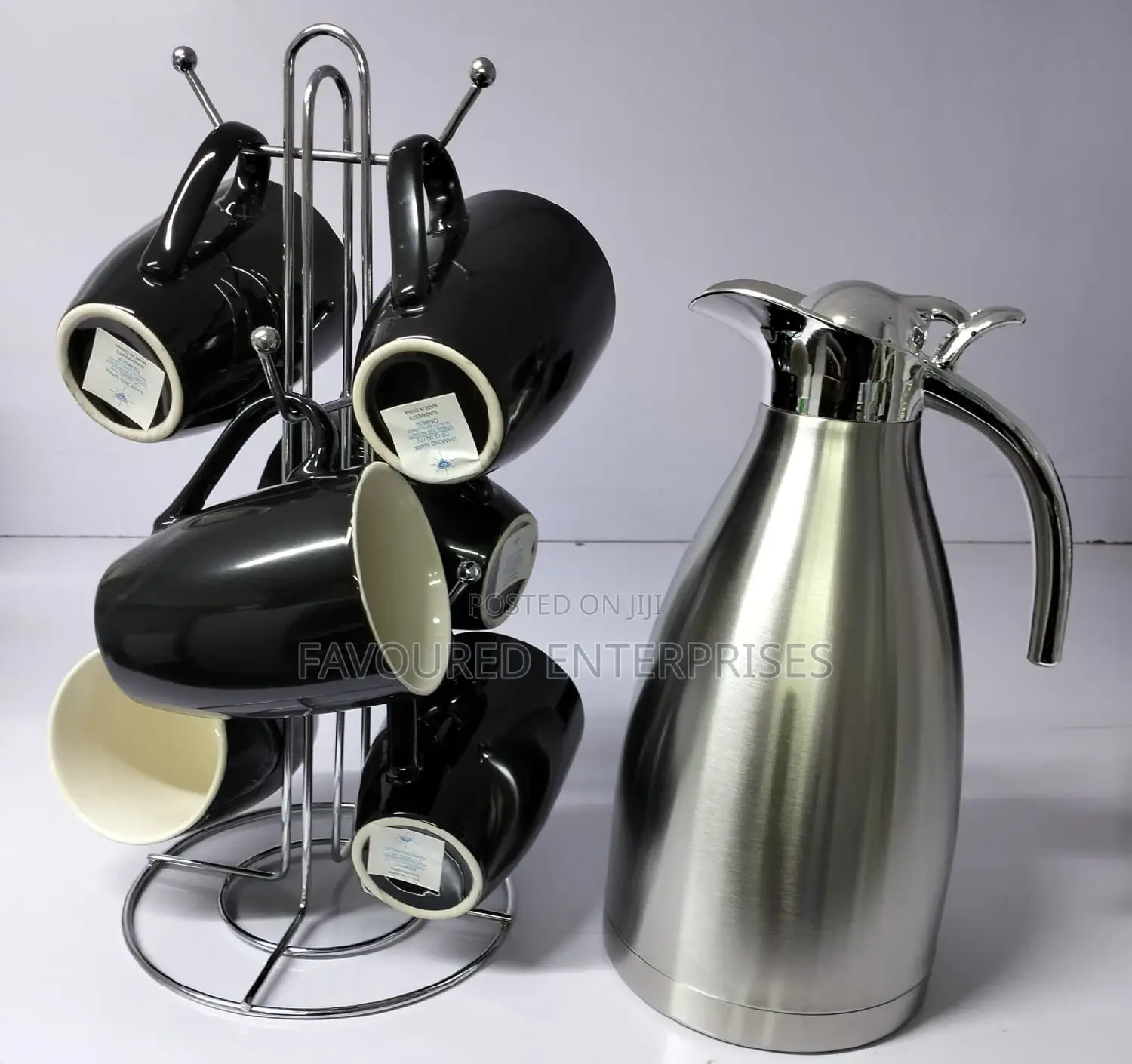 Tea Set 6 Golden Cups + 1 Flask