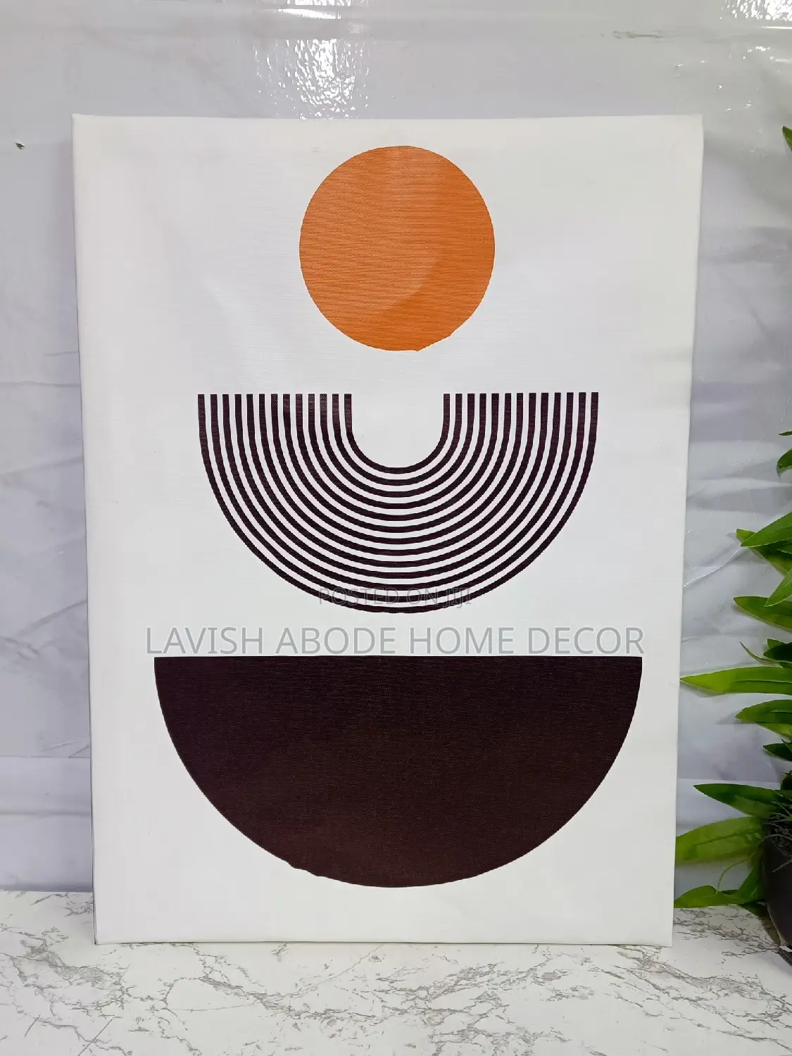 Abstract Orange White and Black A3 Wall Hanging Art