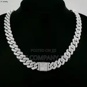 14mm Cuban Link Chain for Men Silvery/Golden Iced Out