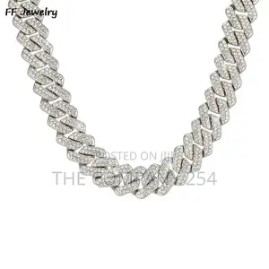 14mm Cuban Link Chain for Men Silvery/Golden Iced Out