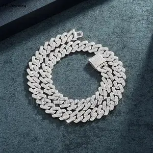 14mm Cuban Link Chain for Men Silvery/Golden Iced Out