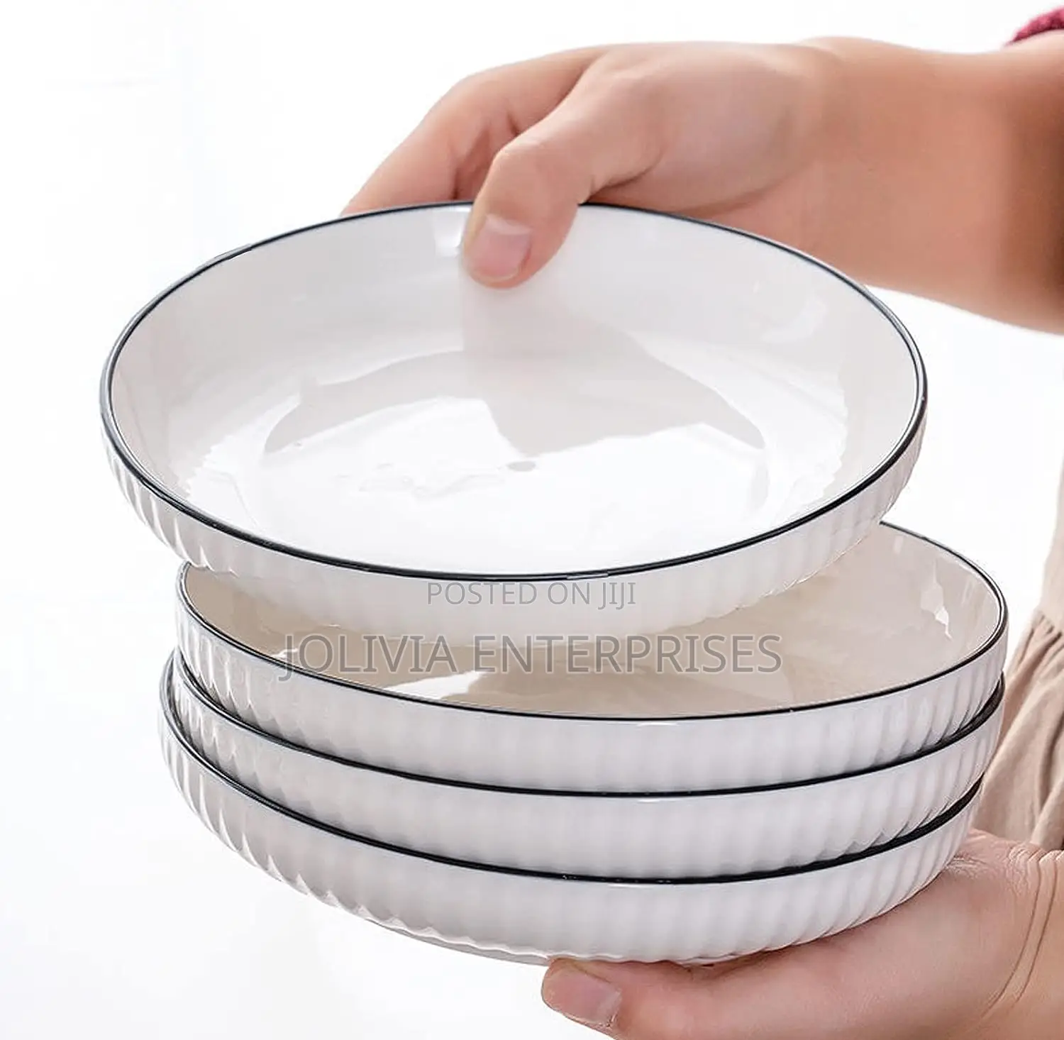 Ceramic Pasta Plates With Black Rim