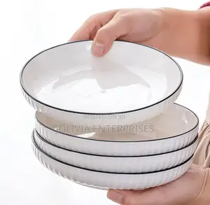 Ceramic Pasta Plates With Black Rim